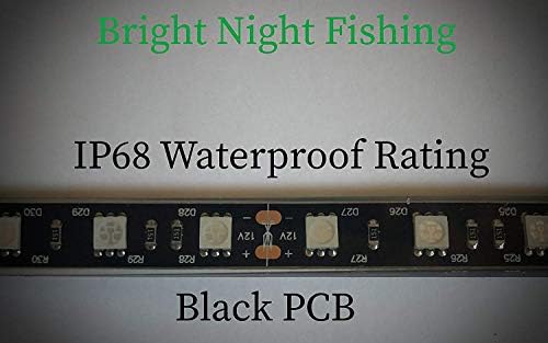 Pesca noturna brilhante 8 pés liderados por luz negra de luz preta led tira led tira UV Ultraviolet Boat Bass Pesca 12V DC Pontoão