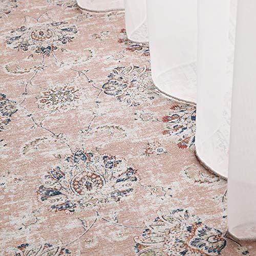 tapete de área de jinchan 8x10 tapete persa rosa tapete de piso vintage rosa tapete fino tapete floral tapete dobrável tapete retrô de tapete de sotaque da fazenda não deslizante sala de jantar sala de estar quarto de quarto