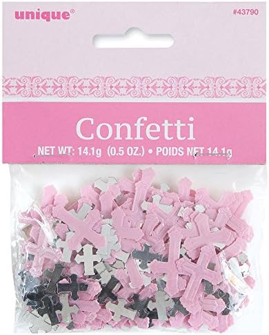 Confetti de folha de comunhão cruzada radiante - 0,5 oz | Rosa e prata | 1 pc
