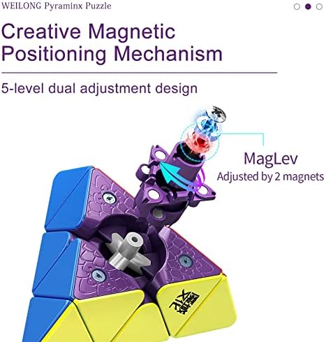 Jiezz Moyu Weilong Pyraminx 2022 com 48 ímãs Maglev Pirâmide Cubo de velocidade - Magnetismo visível Elasticidade Elasticidade Ajuste