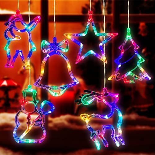 Zhengmy 6 PCs Janela de Natal Luzes de estrela Decorações Ligno iluminado Bateria colorida Operado por pano de fundo