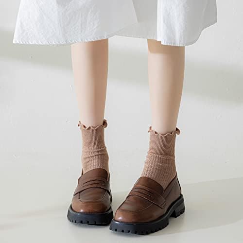 McOol Mary Mary feminina meias, meias de tornozelo casual, alface de alface respirável de alfaiolas para mulheres para mulheres 6 pacote
