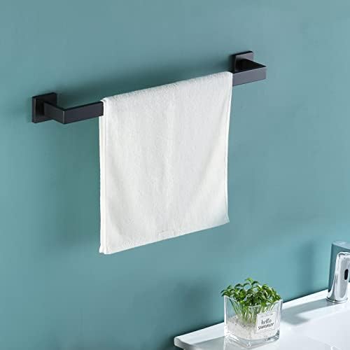 Conjunto de hardware do banheiro durafe, barra de toalha preta fosca para banheiro base quadrada de 16 polegadas Sus304 Aço inoxidável