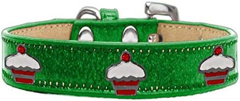 Mirage Pet Products 633-27 EG18 Red Cupcake Widget Sorve Cream Dog Collar, tamanho 18, Emerald Green