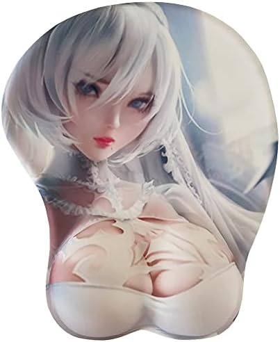 3d acolchoado mouse padrinho anime kawaii mousepad pc gel mouse pad com suporte de pulso branco, presente para o homem