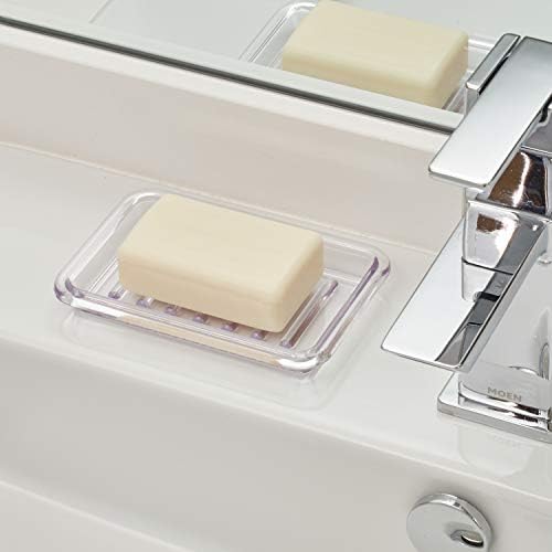 Save de sabão retangular de plástico real de Idesign, bandeja de suporte de barra para balcão do banheiro, chuveiro, cozinha, 3,5 x 5,25, transparente
