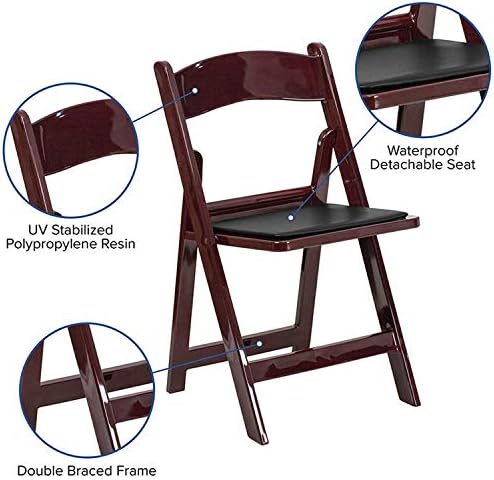 Flash Furniture Hercules ™ Série Cadeira dobrável - Resina de mogno vermelho - 4 Pack 1000lb Capacidade de peso Cadeira