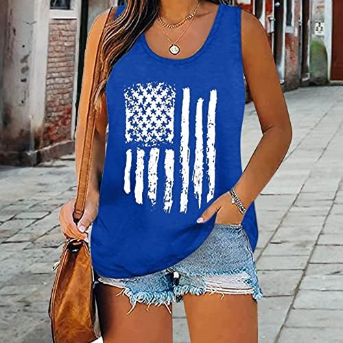 Miashui Polyester Top Women Women Independence Day Print Tops Tops Summer Casual Casual Manusess Tops Muscle Shirt