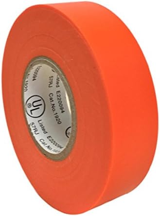 Fita elétrica do TradeGear Matte de laranja - impermeável, retardador de chama, adesivo forte à base de borracha, UL listado - classificado para máx. Uso de 600V e 80oC - mede 60 'x 3/4 x 0,07