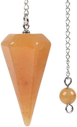Sharvguntm natural laranja aventurina gemstone rock cristal hexagonal de reiki chakra pingente pêndulo