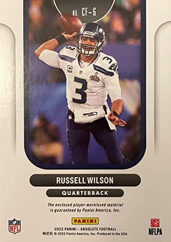 2022 Panini absoluto Russell Wilson Authentic Championship Jersey Relic Patch Football Card - Seattle Seahawks