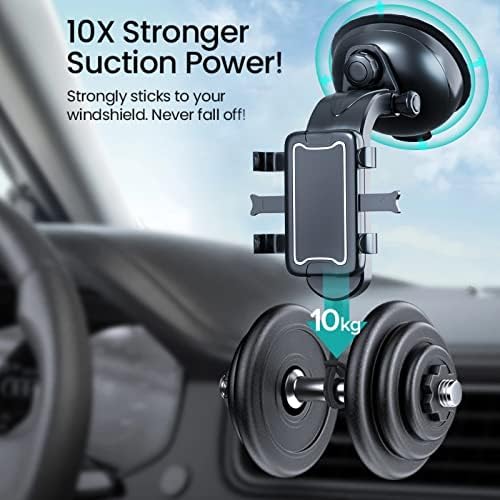 Suporte de telefone muiaxan para carro, montagem de telefone do carro para pára-brisa, 360 ° 360 ° Girando livremente o suporte de telefone celular de sucção ultra estável e forte para o carro compatível com todos os telefones celulares