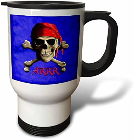 3drose Arrr fala como um crânio de pirata pirata Jolly Roger na vela. - Canecas de viagem