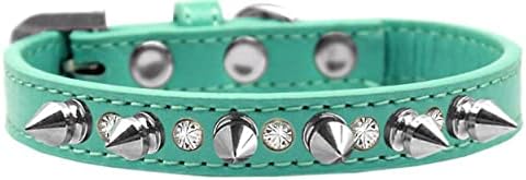 Mirage Pet Products Crystal and Silver Spikes Collar, tamanho 16, vermelho