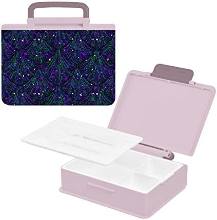 Alaza Purple & Green Mermaid Print Bento lancheira BPA sem vazamento de recipientes de almoço à prova de vazamento com