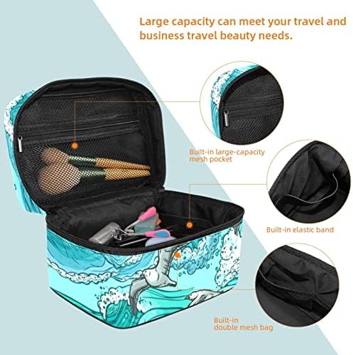 Bolsa de maquiagem de viagens de Yoyoamoy, ondas do oceano gaivotas grandes bolsas de cosméticos compõem sacolas