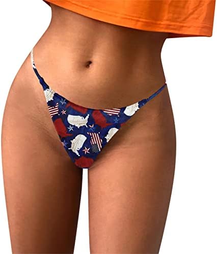 4 de julho tangas sexy para mulheres travessuras para tiras esticadas de sexo t-back subwwear com cintura baixa bandeira americana
