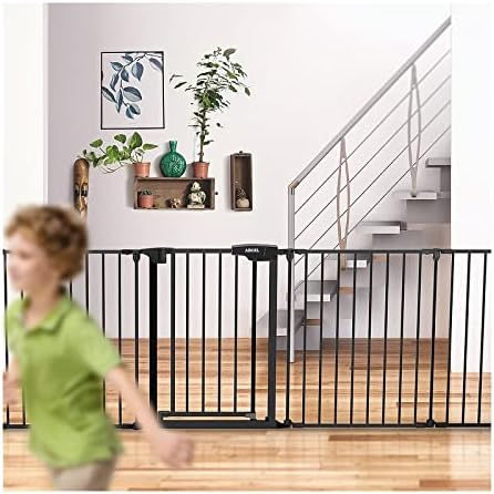 ABOIL 122 Portão de bebê Extra largo, portão de cachorro portão para escadas da casa As portas de porta lareira, portão de segurança infantil, fechamento automático, hardware montado