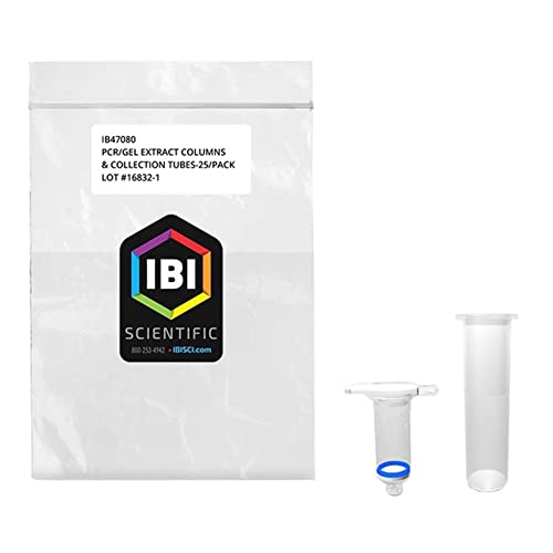 IBI Scientific IB47080 50 peças PCR/Gel DNA Fragment Columns e Kit de tubos de coleção