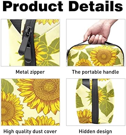 Grande bolsa de maquiagem de padrões de girassol para bolsa de viagem portátil de viagens portáteis para produtos de beleza de produtos de higiene pessoal