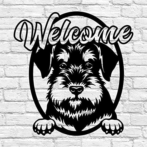 Sinal de boas -vindas placas de porta, sinal de cachorro Indoor, nome de nome de metal personalizado, placas personalizadas para o