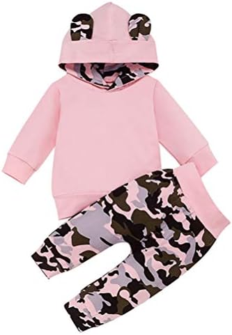 3pcs infantil de roupa de menina de bebê infantil com capuz de manga comprida com calças florais de bolso de bolso definido com faixa para a cabeça