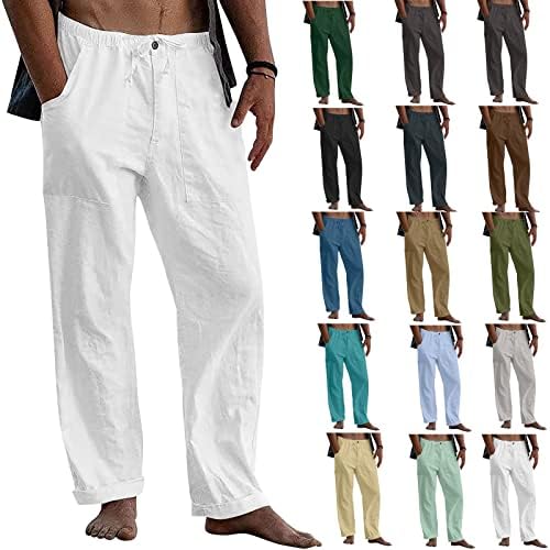 Calças de camponês gddxlm para homens Summer praia linho de algodão capris calça de moletom de ioga calças de cintura