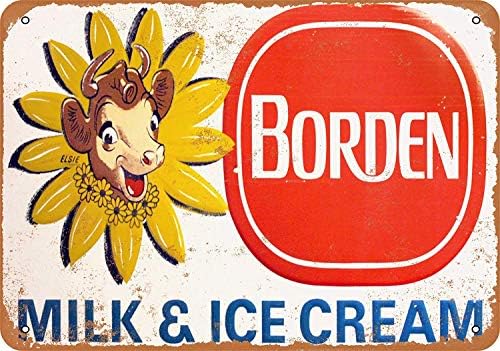 Para 8 x 12 lata de metal sinal - Vintage Look Borden Milk and Ice Cream Bar Cafe Home Wall Art Deco