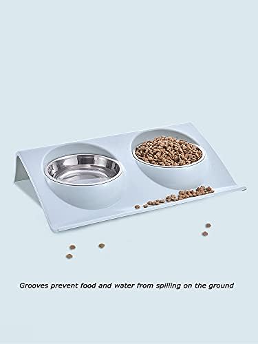 Goulaifu Bowls duplos elevados para pequeno/médio/grande cão/gato/pet 2in1 para alimentar alimentos e água removível segura,