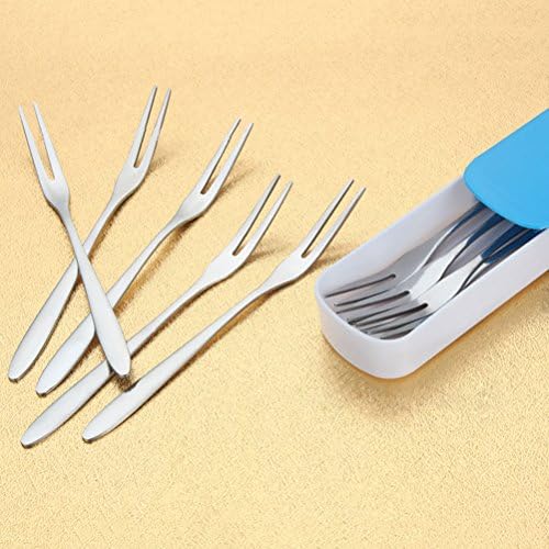 Fruências de aço inoxidável de aço inoxidável Doitool Forks dois dentes de sobremesa Forks Practical Bolo Forks para