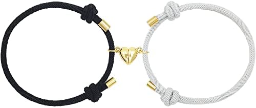 Pulseiras de casal de Wentaini 14K Bracelets magnéticos que combinam com o coração de ouro 14k para casais homens homens
