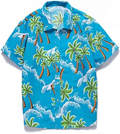 Camisas havaianas masculinas de Ubst Menção Tree Tree Tree Print Down Down Tops Vintage Summer Slim Fit Casual Beach Shirt