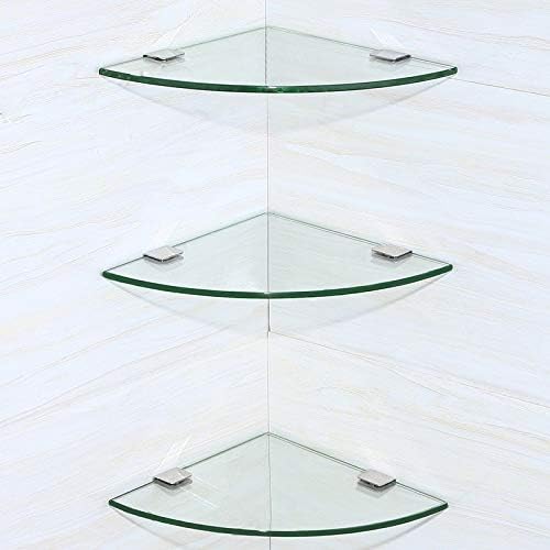 Prateleira de chuveiro Quanjj, 20cm Triângulo claro Banheiro de vidro de vidro Perfuração de parede pendurada Organizador de canto Prateleiras de armazenamento