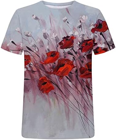 Camiseta de pintura a óleo vintage feminina camisetas casuais camisetas estampadas de manga curta v pescoço de túnica