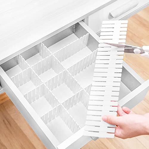 Divisores de gavetas de 48pcs Foraienéias, separador de organizador de armazenamento branco ajustável de DIY DIY, meias de