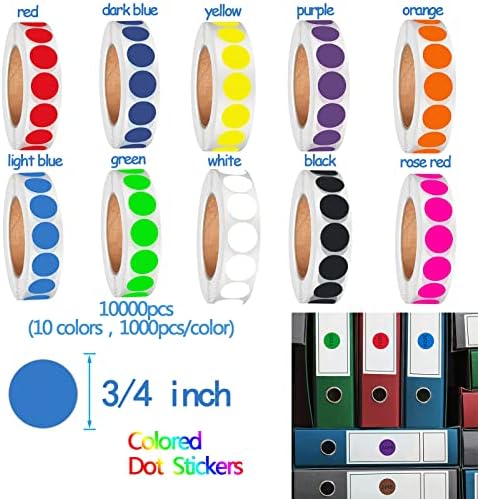 Adesivos de ponto colorido de 3/4 polegadas 10000pcs