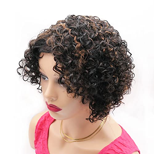 Velicoo Brasilian Wigs 10 polegadas curtas perucas curtas de cabelo humano para mulheres negras Sem perucas sem renda penteado de cor natural para mulheres…
