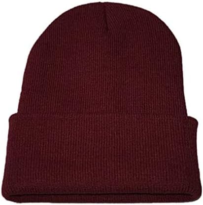 Tampa de hip -hop quente inverno cor sólida cor com mangueira macia e malha de esqui chapéu de crânio unissex knit, chapéu de gorro de tricô desleixado