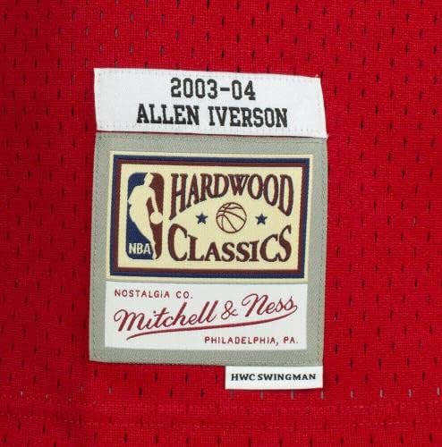 Allen Iverson assinou 76ers 2003-04 Black/Red Mitchell e Ness Jersey PSA ITP - camisas da NBA autografadas