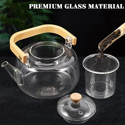 Hemoton Glass Tea Pitcher Tea Pote com infusser transparente vidro de vidro de vidro infusor Tule de chá de vidro chaleira