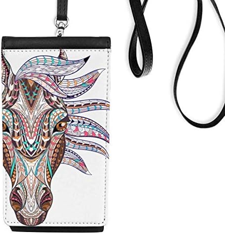 Mosaic Style Horse Design colorido Phone Phone Golset Bolsa Mobile Bolsa preta bolso preto