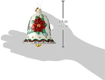 Ornamentos de Natal do Velho Mundo: Poinsettia Bell Glass Blown Ornaments for Christmas Tree, Poinsettia Bell