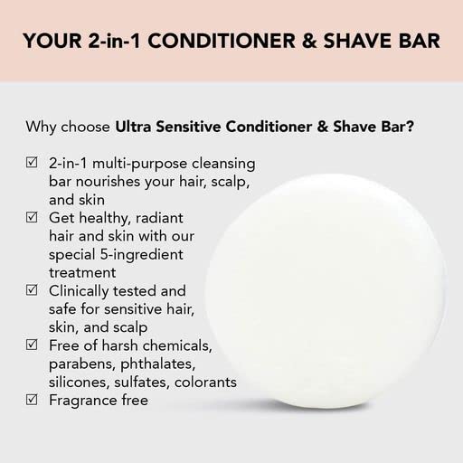Kitsch 2-em 1 Condicionador de cabelo e barra de barbear-barra de condicionador de cabelo sólido ultra sensível e sabonete de barbear