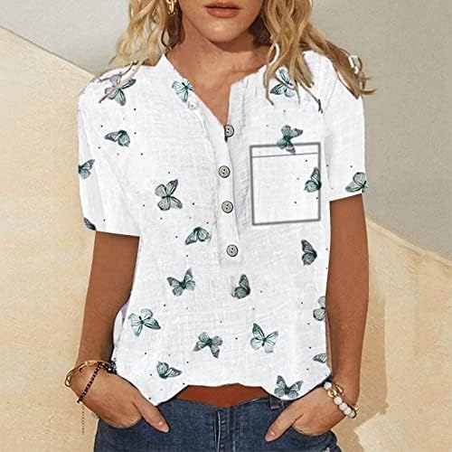 Button Down Down para mulheres soltas Fit Womens Summer Tops Fashion Fashion vintage Camisetas de manga curta Casual blusas de algodão superior camisa