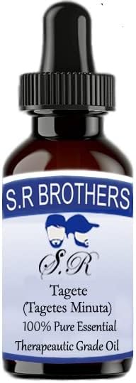 S.R Brothers Tagete Pure e Natural Terapereautic Grade Essential Oil com conta -gotas 30ml