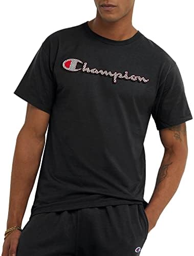 Camiseta masculina campeão, algodão do meio-médio da tripulação, camiseta, camiseta para homens, script gráfico