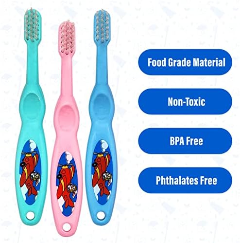 Cerdas macias de escova de dentes de criança -conjunto individual de 6 escova de dentes para meninos e meninas cores e desenhos fofos -manuseio ergonômico para escova de dentes infantil -Presente para bebês e crianças pequenas