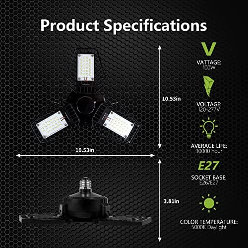 Luz de garagem para iluminação de pinegreen, luz de 50W LED LUZ, 6000LM 5000K LUZES DE GARAGEM LED GARAGEM LUZES COM