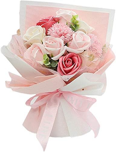 Sabão de sabão artificial Sabon Soop Rose Flor Soop Bouquet para Mother Valentine's Day Party Wedding Decoration - Pink