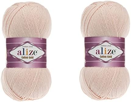 Alize Cotton Gold Yarn 55% algodão 45% de acrílico Arte de tricô manual de malha de 2 skeans 200gr 722yds